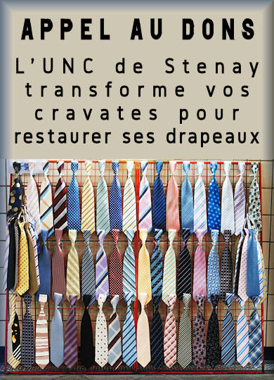 Appel aux dons, l'UNC de Stenay transforme vos cravates pour restaurer ses drapeaux !